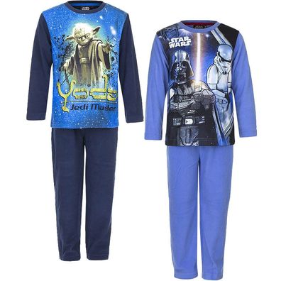 Nachtwäsche Pyjama Schlafanzug Jungen Star Wars Fleece Blau 104 116 128 140 #300