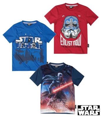 Neu T-Shirt Jungen Oberteil Star Wars kurzarm rot blau grau 116 128 140 152 #76