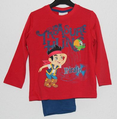 Pyjama Schlafanzug Jungen Jake Nimmerland Piraten rot blau Gr 98 104 110 116 #14