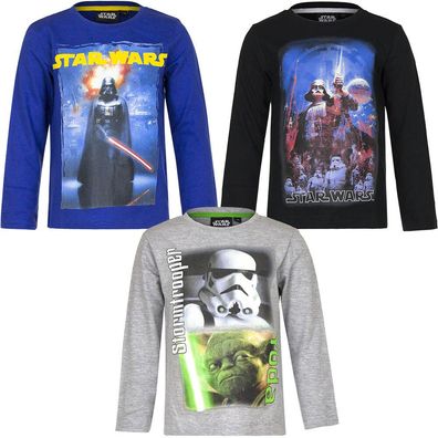 Neu Pullover Shirt Langarmshirt Jungen Star Wars Blau Schwarz 104 116 128 140#62