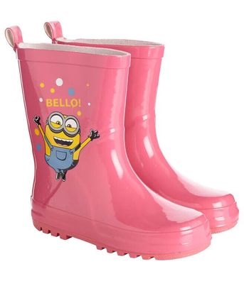 Robust Wasserdicht Regenstiefel Gummistiefel Mädchen Schuhe Minions 26-32 #G7