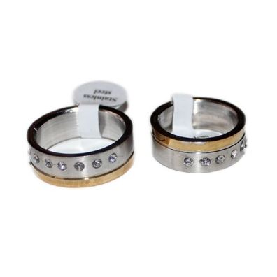 Damen Modeschmuck Ring poliert Edelstahl Farbe gold-silber 8mm Größe 18-23 #082