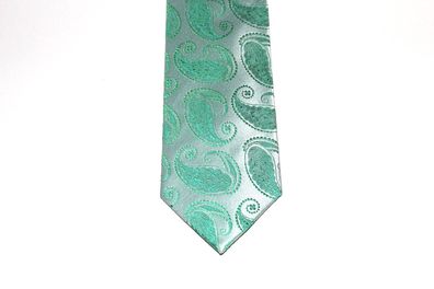 NEU Herren Luxus Krawatte Binder Schlips Seide 150 cm grün Paisley OVP