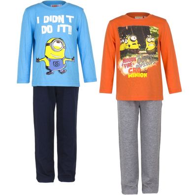 NEU Pyjama Set Schlafanzug Jungen Minions blau orange schwarz 98 104 116 128 #88