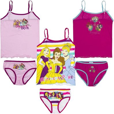 Neu Unterwäsche 2tlg Set Mädchen Garnitur Hemd Slip Disney Princess 92-122 #162