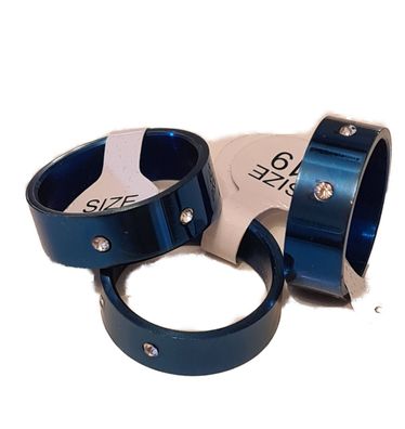 Ehering Modeschmuck edler Ring Farbe blau Edelstahl Breite 8mm Größe 17-22 #076