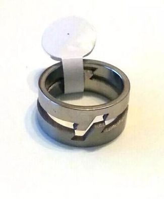 NEU Modeschmuck Ring Edelstahl Farbe silber Dicke 8mm Gr. 17-21 modische Gravur