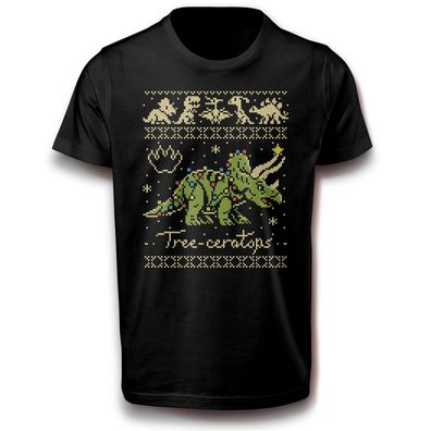 Dinosaurier Triceratops Dino Weihnachten Design T-Shirt 122 - 3XL Fun Urzeit