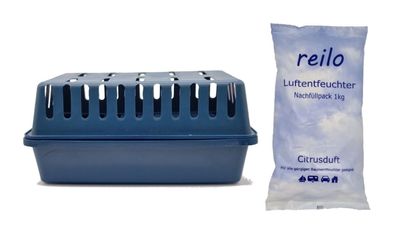 2x XXL Box blau mit 10x 1kg Citrus Raum- Luftentfeuchter Granulat im Vliesbtl.