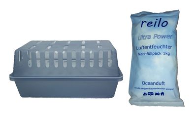 1x XXL Box (gt) mit 3x 1kg "Ocean" Raum- Luftentfeuchter Granulat im Vliesbtl.