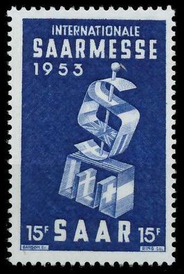 Saarland 1953 Nr 341 postfrisch X77AD92