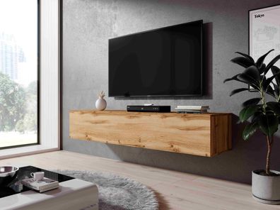 Furnix TV-Kommode Zibo B160xT40xH34 cm hängender TV-Schrank für Wandmontage wotan