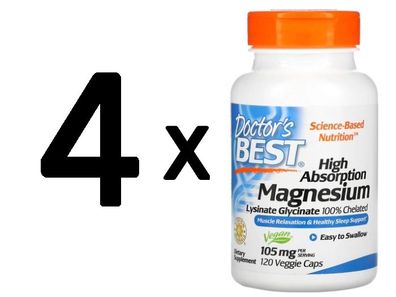 4 x High Absorption Magnesium, 105mg - 120 vcaps
