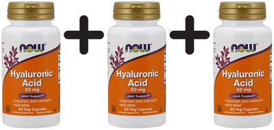 3 x Hyaluronic Acid with MSM, 50mg - 60 vcaps