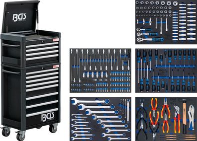 BGS technic Werkstattwagen Profi Standard Maxi | 12 Schubladen | mit 263 Werkzeugen