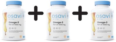 3 x Osavi Omega-3 Fish Oil, 1000mg, Lemon - 120 softgels