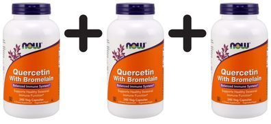 3 x NOW Foods Quercetin with Bromelain - 240 vcaps