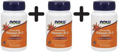 3 x Vitamin D-3, 1.000 IU (Chewable) - 180 chewables