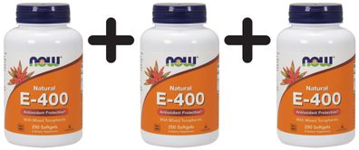 3 x Vitamin E-400 - Natural (Mixed Tocopherols) - 250 softgels