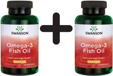 2 x Omega-3 Fish Oil, Lemon - 150 softgels