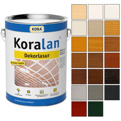 KORA Koralan Dekorlasur 10 L Holzlasur innen + aussen Holzschutzlasur Farbwahl