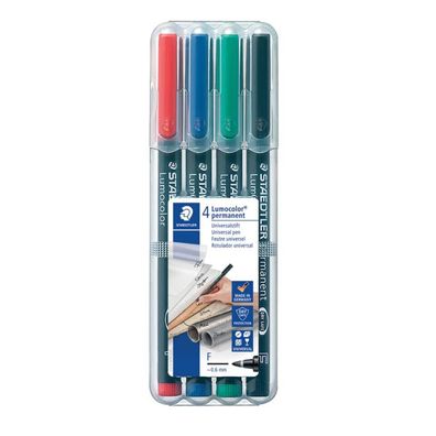 Staedtler® Folienstifte Lumocolor F Etui farb. sort. 318 WP4 permanent