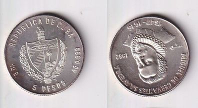 5 Pesos Münze Kuba Cuba 1982 Miguel de Cervantes Saavedra (166064)