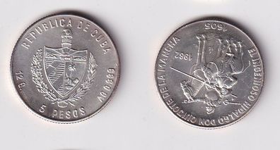 5 Pesos Münze Kuba Cuba 1982 Don Quichote und Sancho Pansa Stgl. (166204)