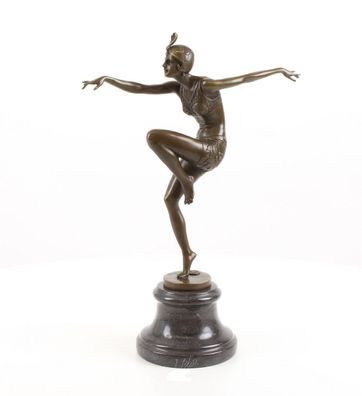 Bronzefigur, Art Déko Bronze Skulptur Tänzerin, "Con Brio" sign Ferdinand Preiss