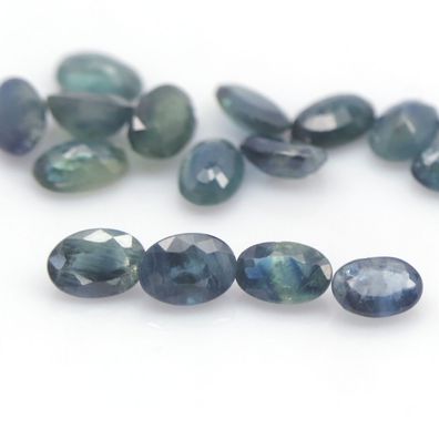 16 Stück blaugrüne Saphire ovale Form ca.10,25 Carat Herkunft Thailand