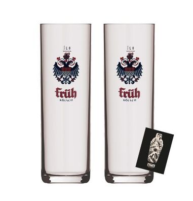 Früh Kölsch Bierglas Glas Gläser Set - 2x Biergläser geeicht - 0,2L