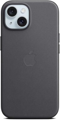 Apple iPhone 15 Feingewebe Case Schutzhülle MagSafe Wireless Charging schwarz