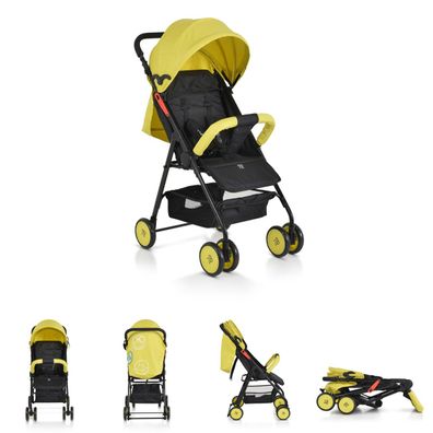B-Ware Moni Kinderwagen, Buggy Capri klappbar, Sicherheitsgurt, Korb gelb