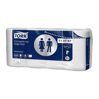 Tork 110767 Kleinrollen-Toilettenpapier Advanced T4 2-lagig | Karton (64 Rollen)