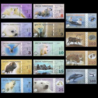 14 Stück Arktische Territorien Banknoten Polar Dollar - Nicht Zirkulierend(ARTS22051)