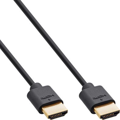 InLine® Slim Ultra High Speed HDMI Kabel, 8K4K, Stecker / Stecker, schwarz / gol