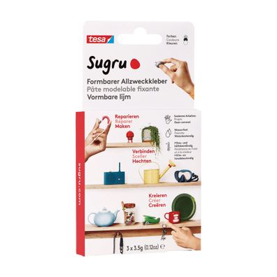 Sugru by tesa® formbarer Allzweckkleber, 3er-Pack, schwarz/weiß/grau, 41231