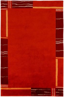 Teppich Nepal Handgeknüpft mit Kunstseide 140x200 cm 100% Wolle Carpet Rug terra