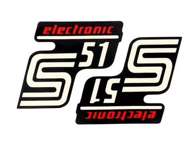 Schriftzug S51 Elektronic Folie / Aufkleber schwarz-rot 2 Stück für Simson S51