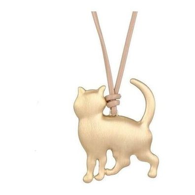Halskette "Katzenanhänger" Gebürstet in Gold oder Silber - Länge 80-86 cm