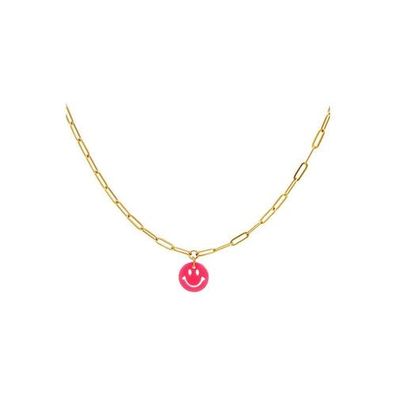 Halskette "Smiley" in Rosa & Gold oder in Grün & Gold - Länge 39-44 cm