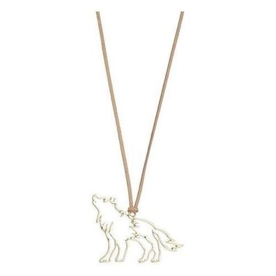 Halskette "Wolfsanhänger" in Gold & Braun oder Silber & Grau - Länge 80-86 cm