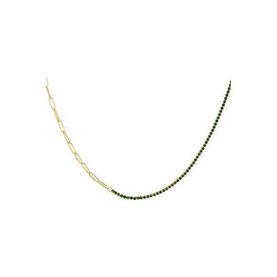 Halskette mit Grünen, Lila oder Roten Zirkone in Gold - Länge 40-45 cm