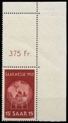 Saarland 1952 Nr 317Lo postfrisch SENKR PAAR X7841A2