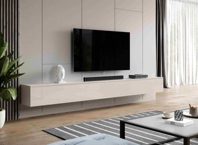 Furnix TV-Kommode BARGO 300 cm (3x100cm) Lowboard ohne LED Beige