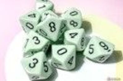 Opaque Polyhedral Pastel Green/ black 7-Die Set