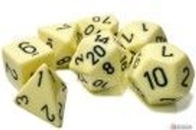 Opaque Polyhedral Pastel Yellow/ black 7-Die Set