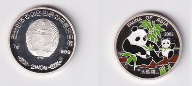 2 Won Silber Münze Korea Fauna of Asia Panda Bär 2002 PP (158539)