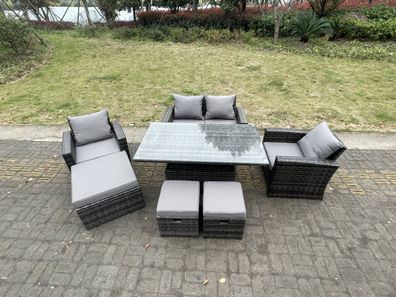 Fimous Polyrattan Gartenmöbel Set Einstellbare Höhe Esstisch Sessel Liebe Sofa Sets