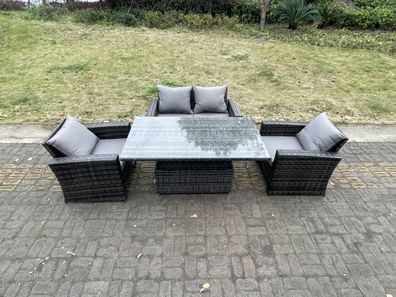 Fimous Polyrattan Gartenmöbel Set Einstellbare Höhe Esstisch Sets 4-Sitzer
